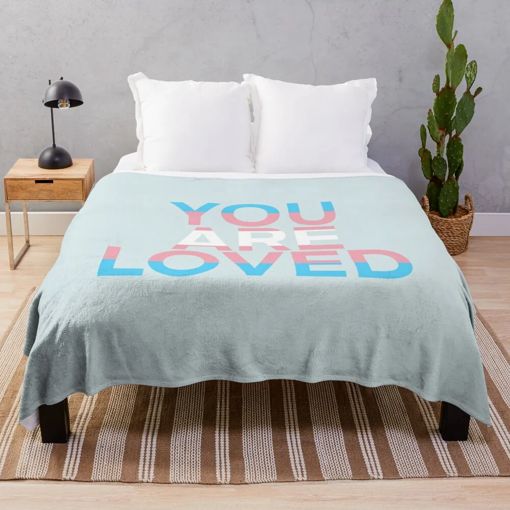 

You are loved (trans flag) (blue variant) Throw Blanket Thins Luxury Thicken Soft Plush Plaid Cute Blankets