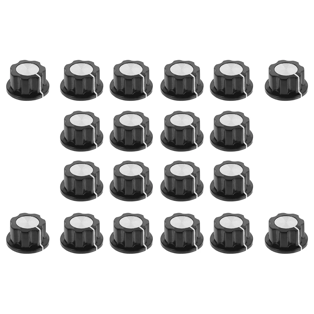 20 Pcs Potentiometer Knob Cap Adjustable Bakelite Control Knobs Rotate Button Volume Insert Shaft