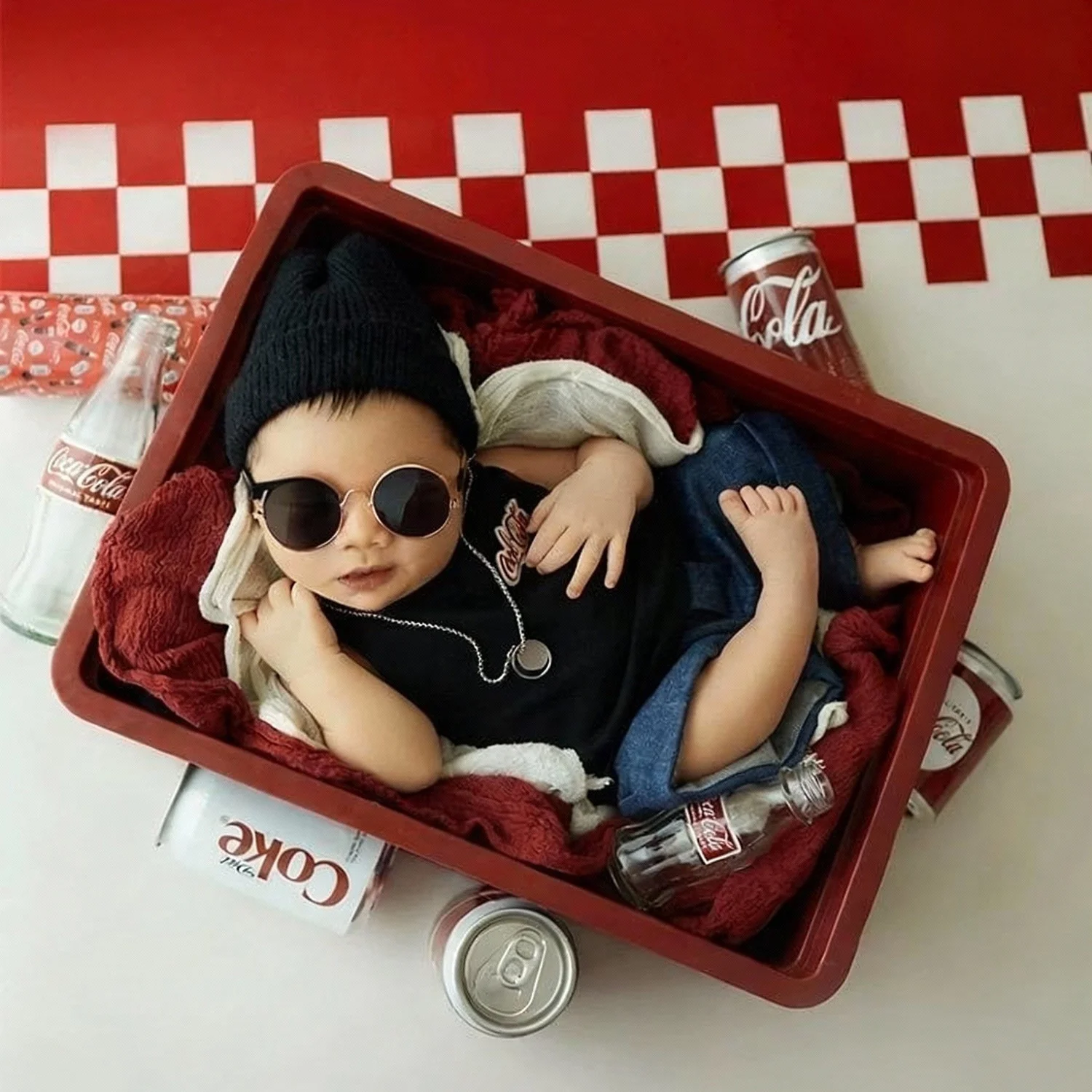 

❤️Newborn Photography Clothing Hat+Top+Pants+Glasses 4Pcs/set Studio Baby Photo Props Accessories Infant Shoot Clothes Outfits