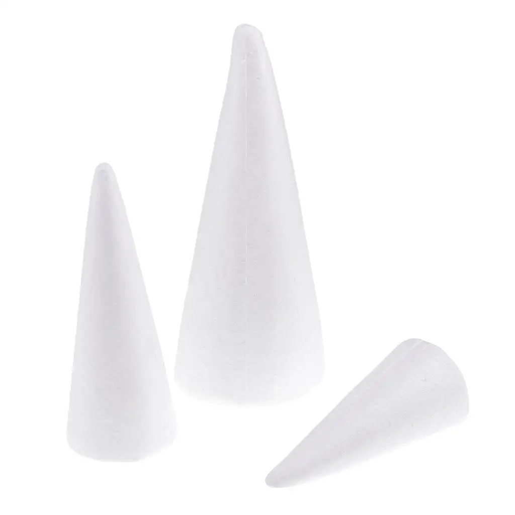 6x3x Cone Polystyrene Foam Styrofoam 3 Sizes for DIY Crafts Xmas Tree Decor - view 6