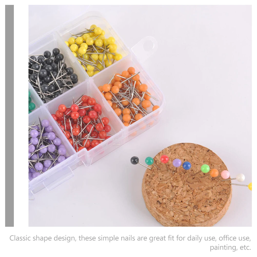 

600 Pcs Colored Round Nails Unique Push Pins Decorative Thumbtacks Head Assorted Bulletin Board Classic