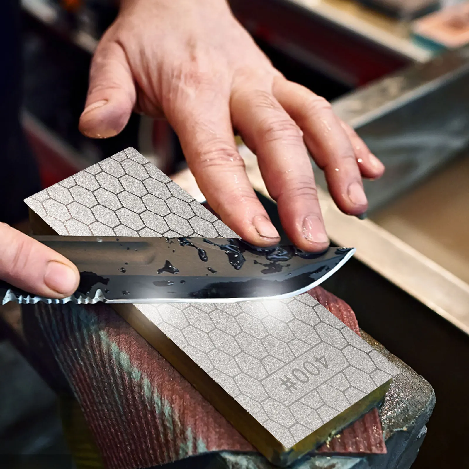 

4Pcs Diamond Whetstone Sharpening Stones Rectangular Honeycomb Kitchen Type for Knives Non Slip