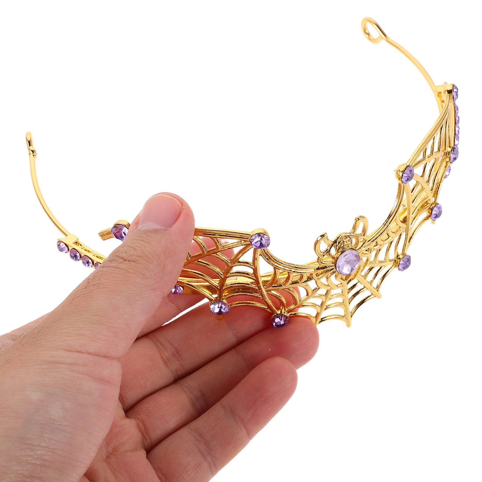 

Halloween Spiderweb Tiara For Women Rhinestone Crown Headpiece Gothic Metal Spider Web Headband Lightweight Comfortable Safe