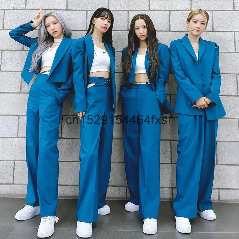 

Group Same Style Song Girl Dress Girl Blue Jazz Stage Performance Dress Suit Dance Set