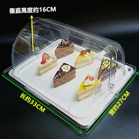 Bread Fruit Dessert Cake Food Pastry Display Plate with Cover Buffet Tray Sampling Plate Transparent Flip