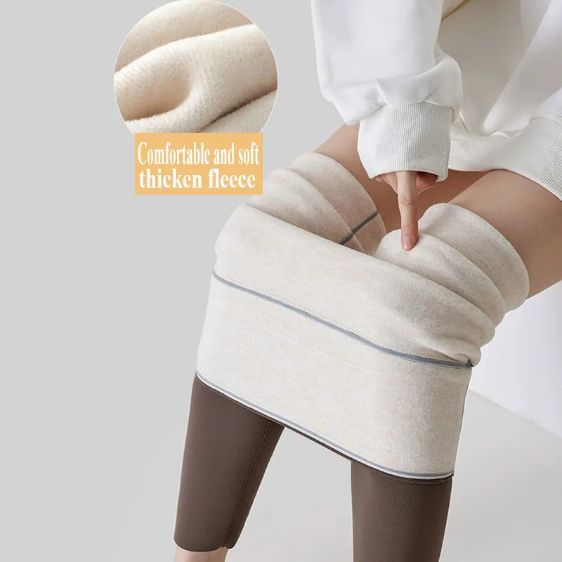 Leggings in pelle di squalo a vita alta alla moda per donna Leggings elastici sottili per fitness Yoga Autunno Inverno Addensare leggings caldi in velluto