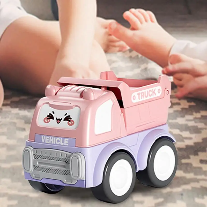 Baby Cartoon Toy Car Mini Press Go Vehicles Inertia Pull Back Cars Early Education Loader Crane Bulldozer Excavator Toys