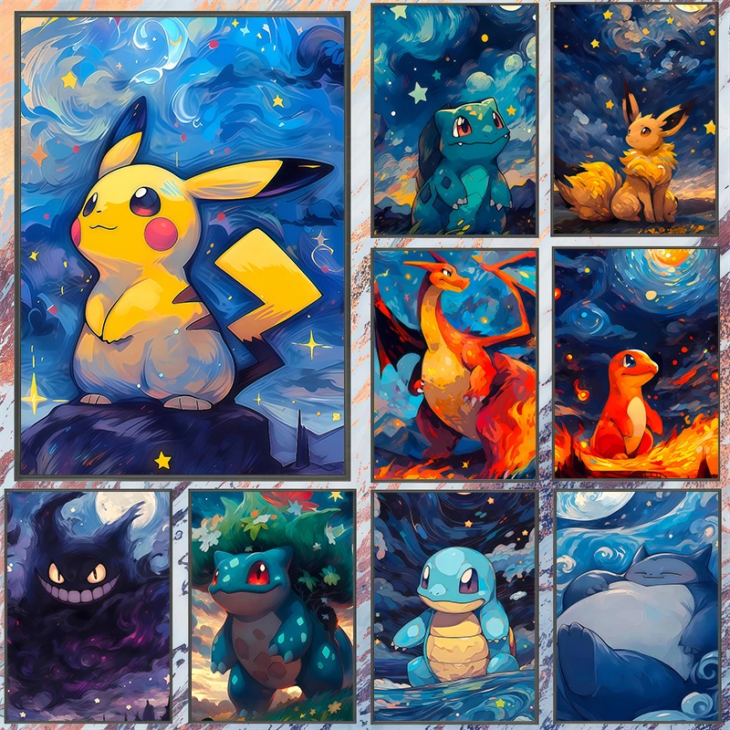 

Classic Japanese Anime Pokemon Canvas Painting Bulbasaur Poster Watercolor Print Wall Art HD Picture Home Decor Kids Gift