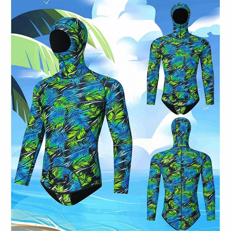 Winter Diving Suit 3MM Neoprene Scuba Spearfishing Hooded Wetsuit Men Two Pieces Separate Set Surfing Deepwater Thermal Swimsuit