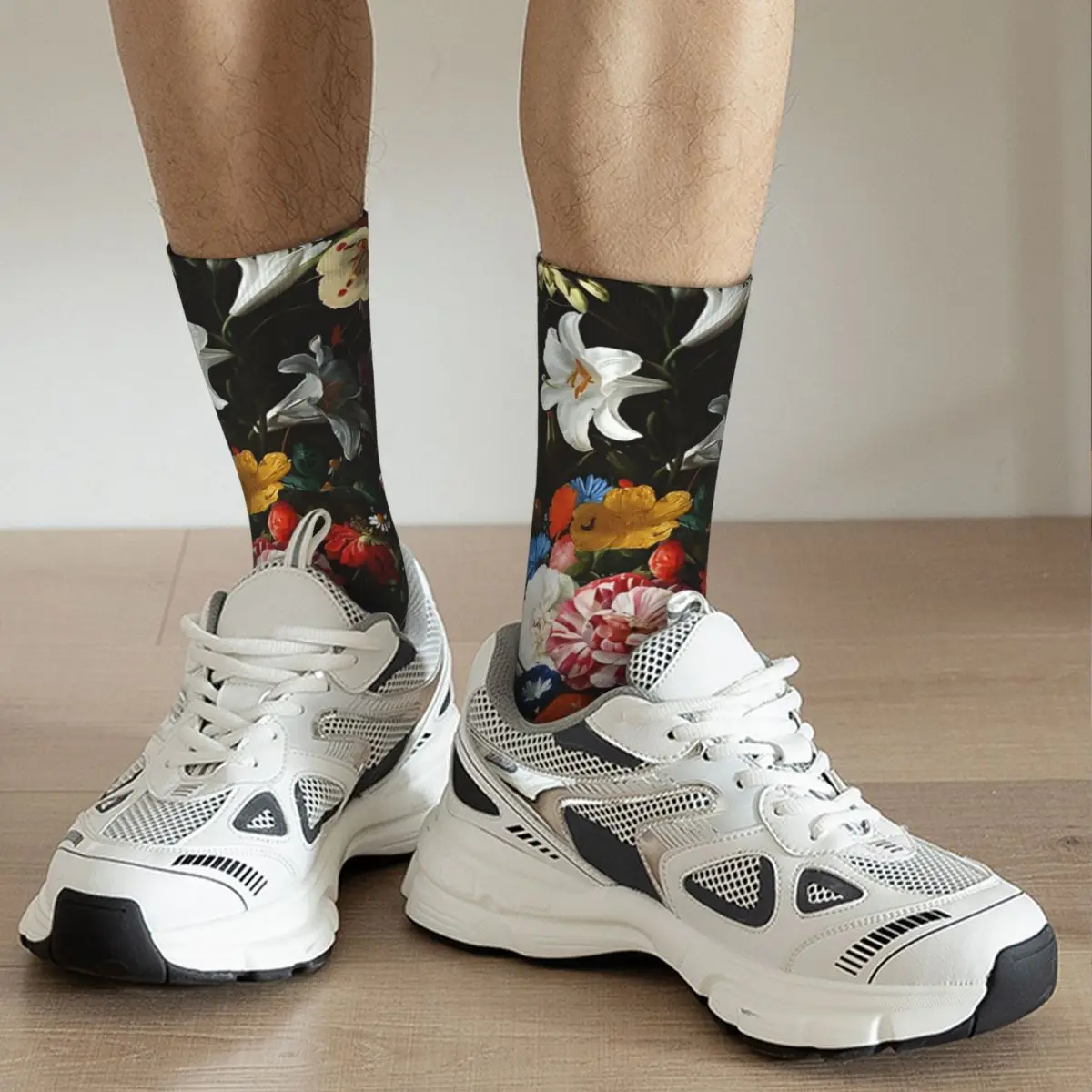 Calzini da uomo Dutch Midnight Botanical Night Garden Vintage Harajuku Street Style novità Seamless Crew Sock