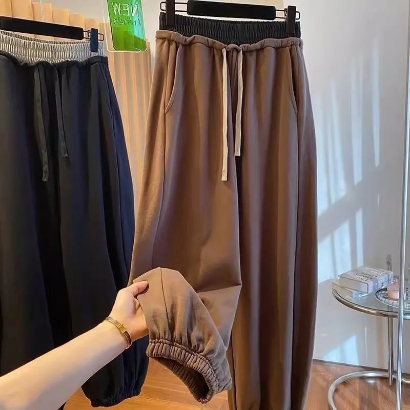 

Men's Casual High Waist Wide Leg Pants Autumn Winter plus Size 300 Pou Versatile Loose Fit Spor Straight Cut Trousers