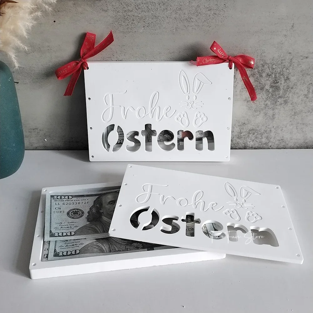 DIY Easter Gift Silicone Mold Easter Rabbit Gift Box Pendant Mold Handmade Birth Money Gift Wallet Concrete Mold Home Decoration