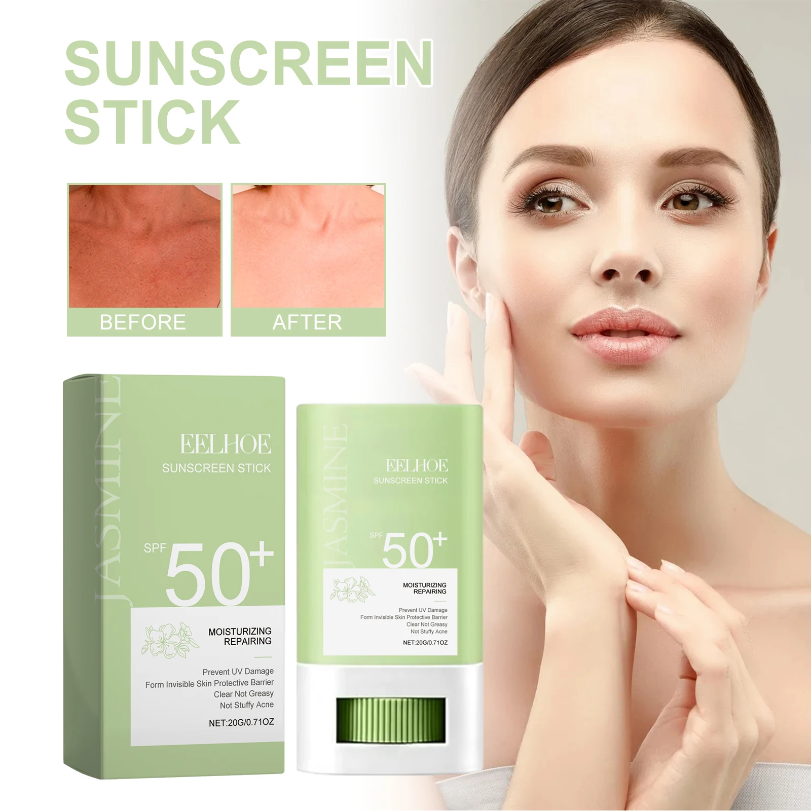 

Жасминовый УФ-защитный крем SPF50 + Летний легкий солнцезащитный крем для лица и тела Нежирный быстро впитывающий солнце