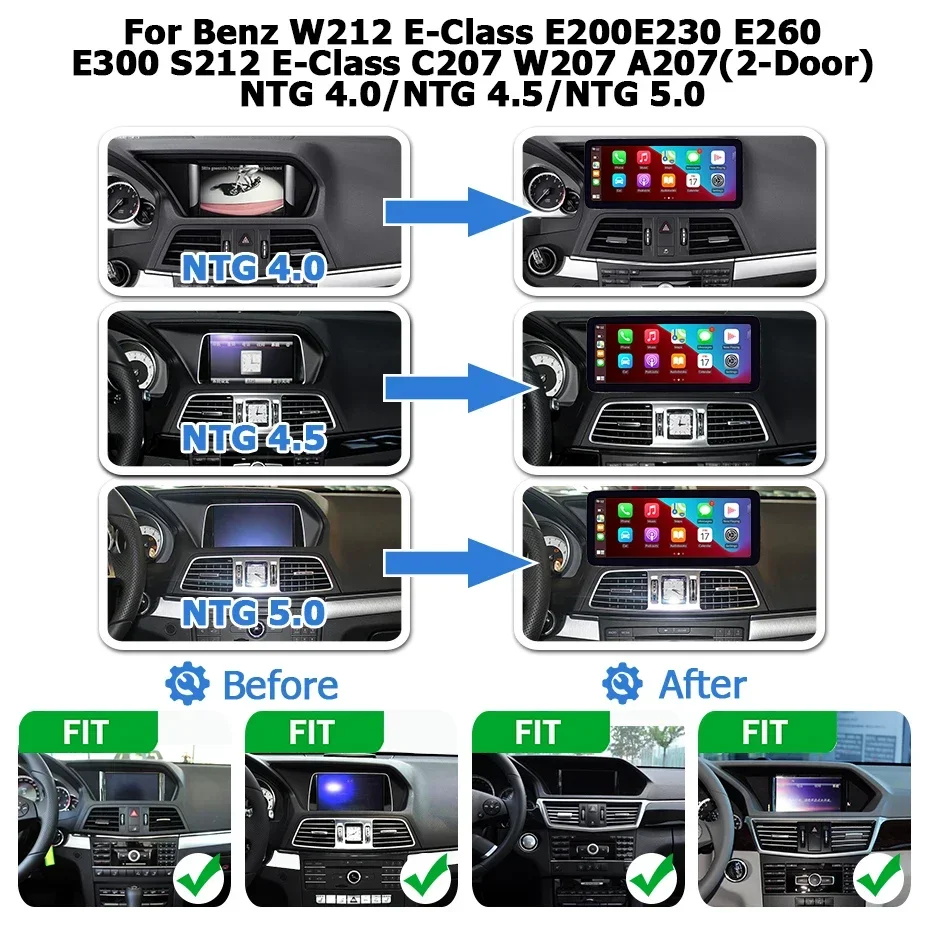 12.5'' Linux Multimedia Screen Android Auto Car Radio For Benz E-Class W212 S212 W207 A207 2006-2019 Carplay Bluetooth Monitor