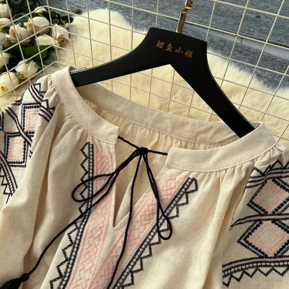 فستان أنيق عتيق بأكمام طويلة وأكمام طويلة مطبوع ملابس نسائية للخريف على الموضة الكورية الجنية الأنيقة