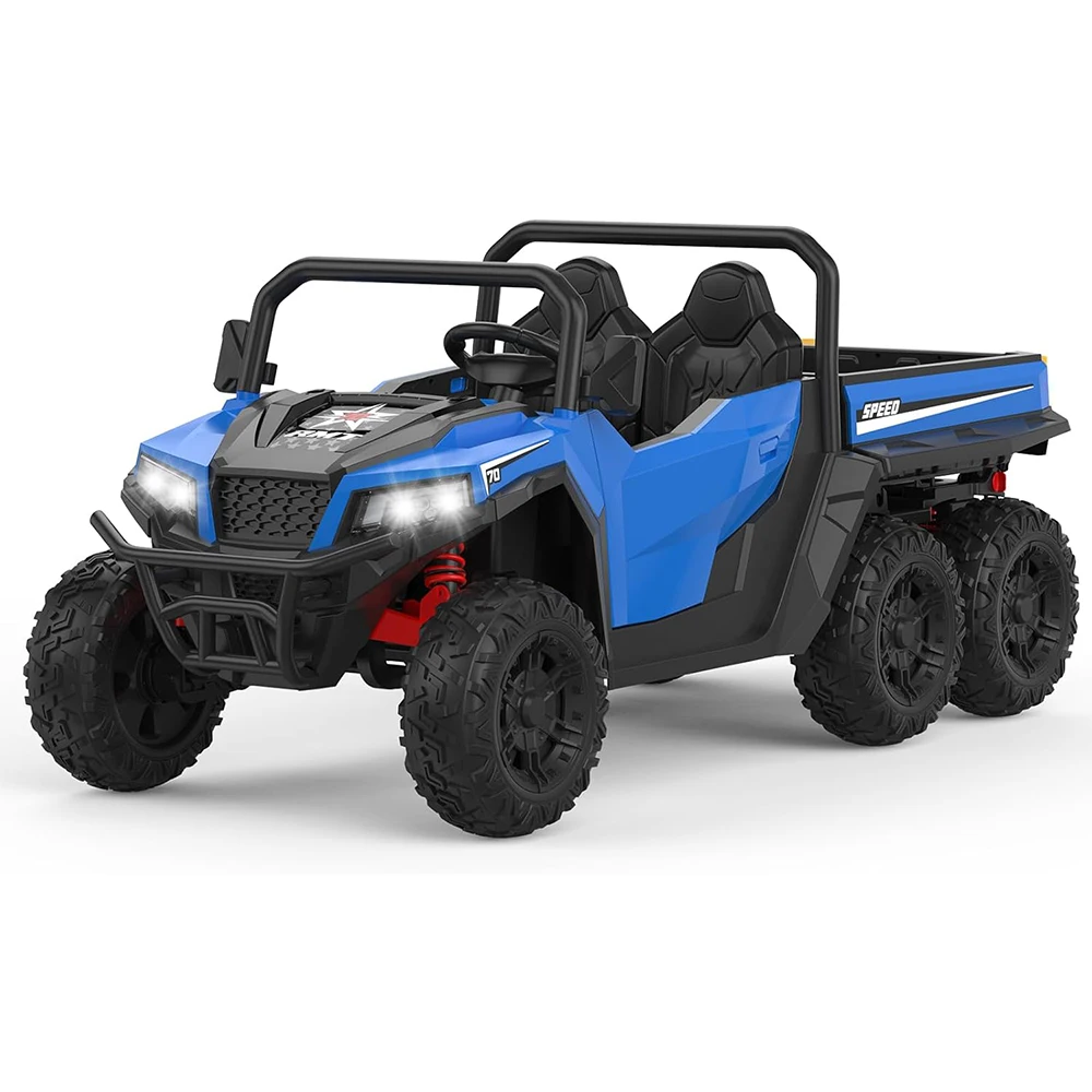 24V 4WD 6-Wheel Electric Ride On Dump Truck with Remote Control LED Lights 2 Seater Kids Dump Truck Toy for Big Kids Ages 3+