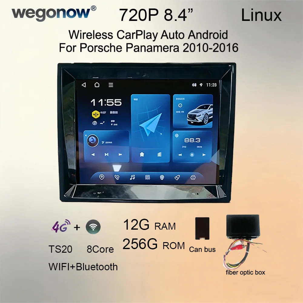 

8.4-дюймовый автомобильный радиоприемник на Linux для Porsche Panamera 2010-2016 с беспроводным CarPlay, Android Auto, 4G LTE, Wi-Fi, Bluetooth, мультимедийный проигрыватель для автомобиля