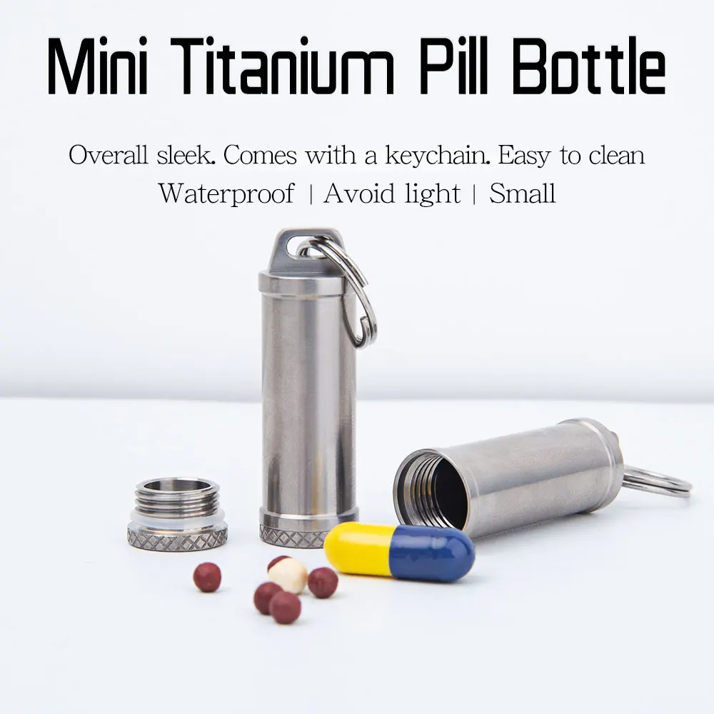 

Waterproof Titanium Bottle Outdoor Mini Portable Sealed Bottle EDC First Aid Bottle Storage Mini Bottle