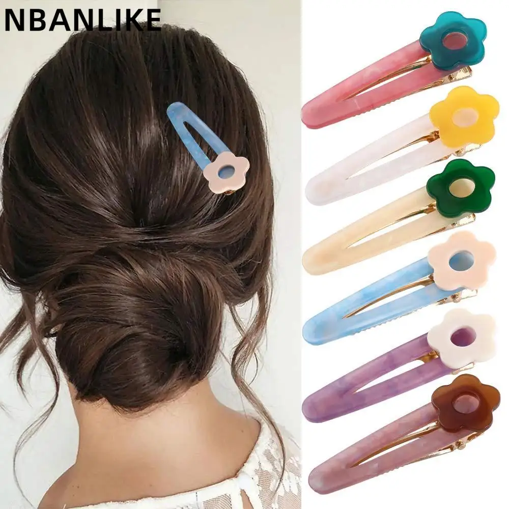 

1 PC Korean Style Colorful Flower Bang Clip Acrylic Candy Color Hair Clip Women Barrettes