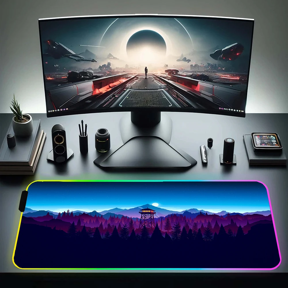 

Firewatch Forest Large Mouse Pad RGB Computer Mousepad LED Gaming Mouse Mat Office Professional Non-Slip Keyboard Mat Table Mats