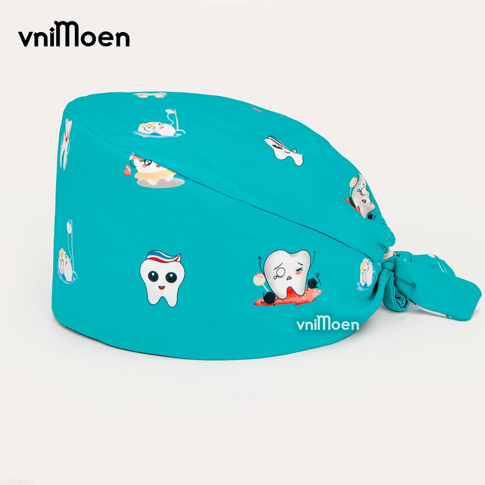 Gorra quirúrgica con estampado de dibujos animados, gorro de algodón para enfermera, trabajo de dentista, salón de belleza, tienda de mascotas, venta de liquidación, alta calidad