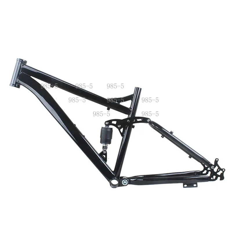 High Carbon Steel 26 Inch Bicycle Frame, Full Suspension Disc Brake Mountain Frame for Trail and Daily Commute