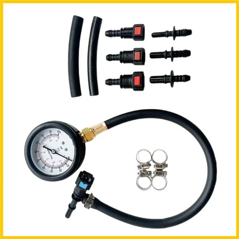 

Fuel Pressure Test Kit Fuel Pressure Gauge 0-100PSI Fuel Injection Pump Pressure Tester Gauge Kit for Car Motorcycle Truck