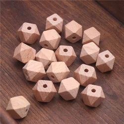 10-20mm Perline di legno di faggio geometriche Sfaccettato Esagono Massaggiagengive Masticabili Perline di legno distanziatore per il bambino Ciuccio Catena Giocattoli Accessori