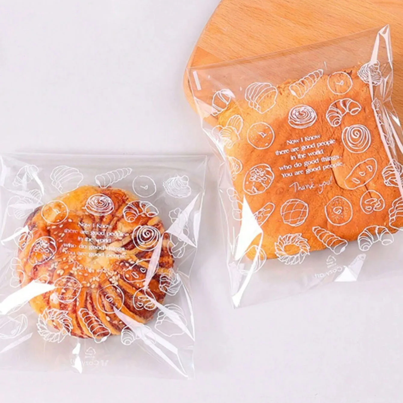 100pcs-süßes Muster gedruckt Brot Toast Verpackungs tasche, Festival Geschenkt üte, Keks selbst dichtende Tasche, Lebensmittel verpackungs tasche