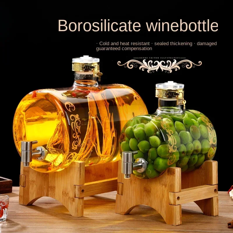 Hot salesHot salesWine Glass Bottle Wine Bottle Household High-End with Faucet Thickened Seal Bag Jar Medical  Jar  Barrel