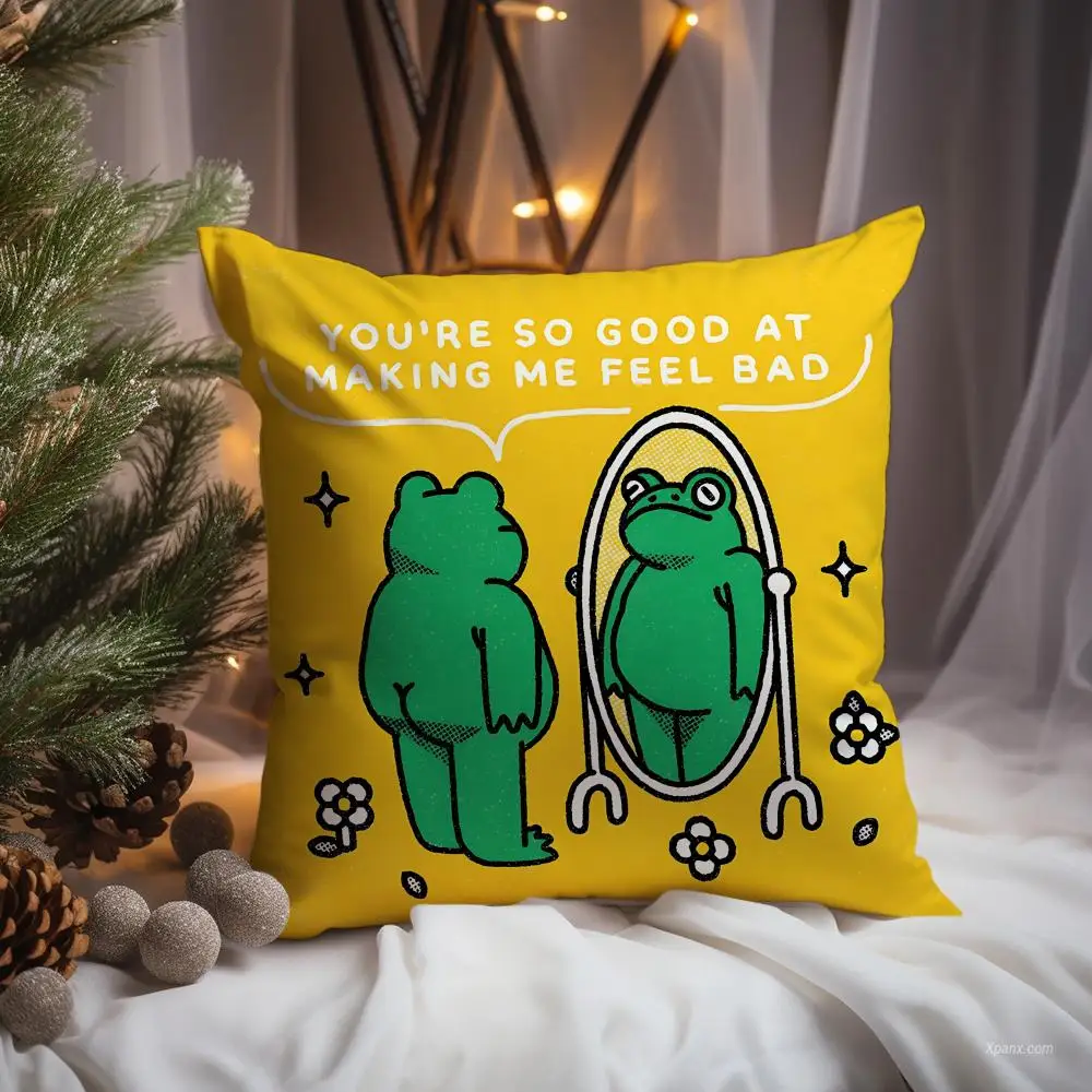 Abstract Frog Cushion Cover Premium Comfort Reversible Pillow Cove -Two in One Design for Any Room & Car Interior