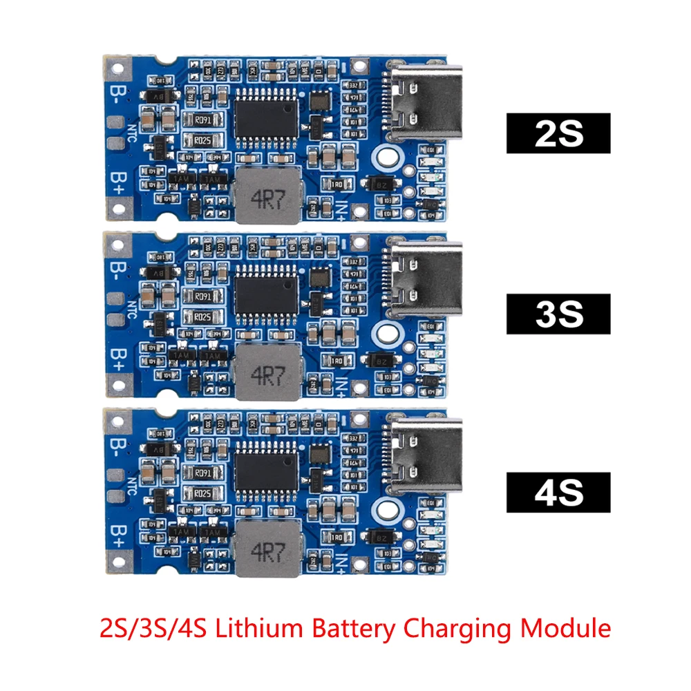 Lithium Battery Charging Module USB Type-C 2S 3S 4S BMS 4.5V-15V 18W  Support QC Fast Charge With Temperature Protection