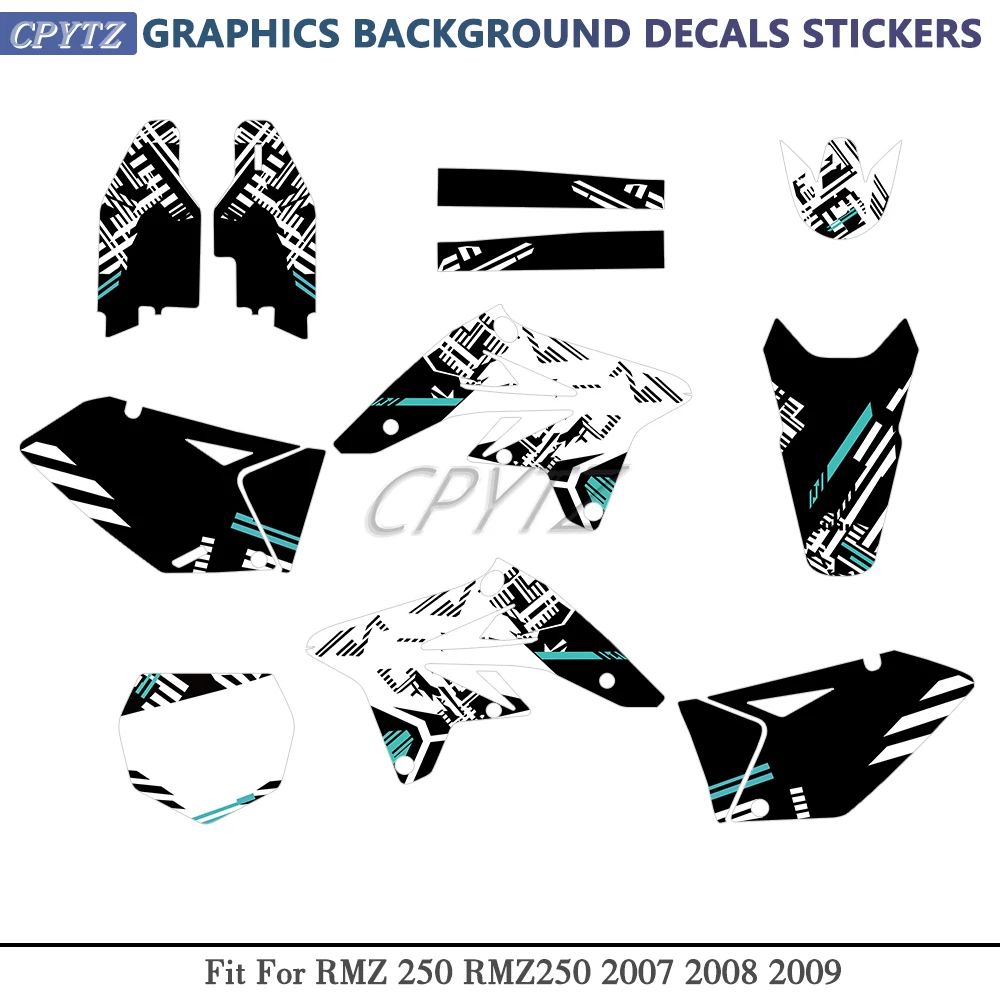 Graphics Decals Stickers Kit Custom Number Background Stickers Fit For RMZ250 RMZ 250 2007 2008 2009