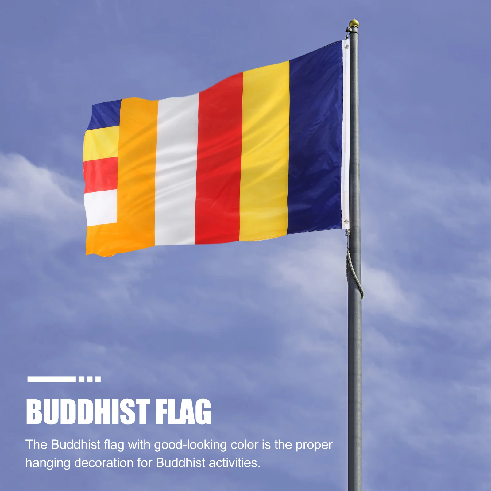 

1pc Buddhist Flag Polyester Material For Outdoor Indoor Temple Decoration Prayer Flags Buddhism Bunting Spiritual Decor