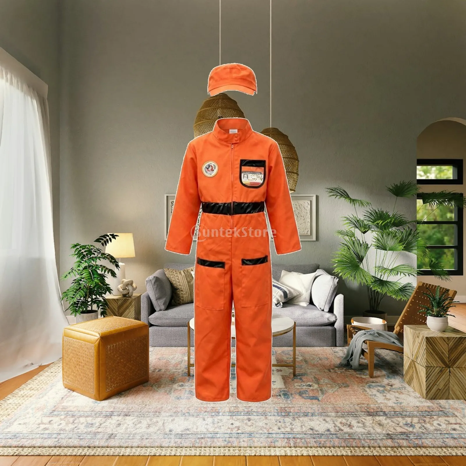 Engineer Costume with Cap Reflective Construction Worker Costume Construction Worker Dress-up Set Long-Sleeve for Children