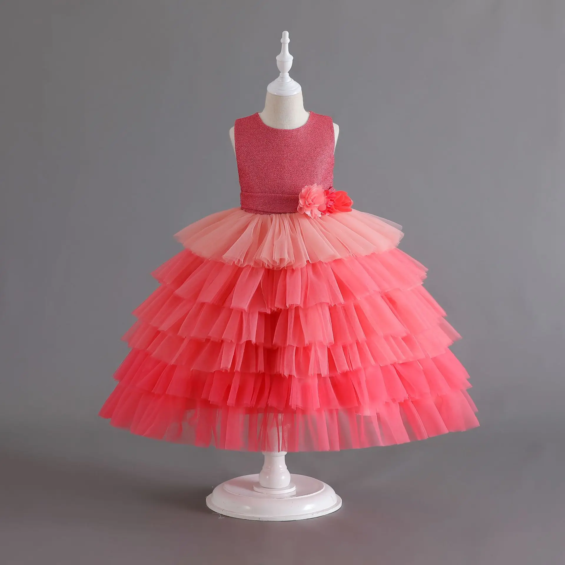 Annabelle Flower Girl Ceremony Dress For Wedding Sleeveless Cake Tulle Ball Elegant Party News Fashion Gradient Color Dresses