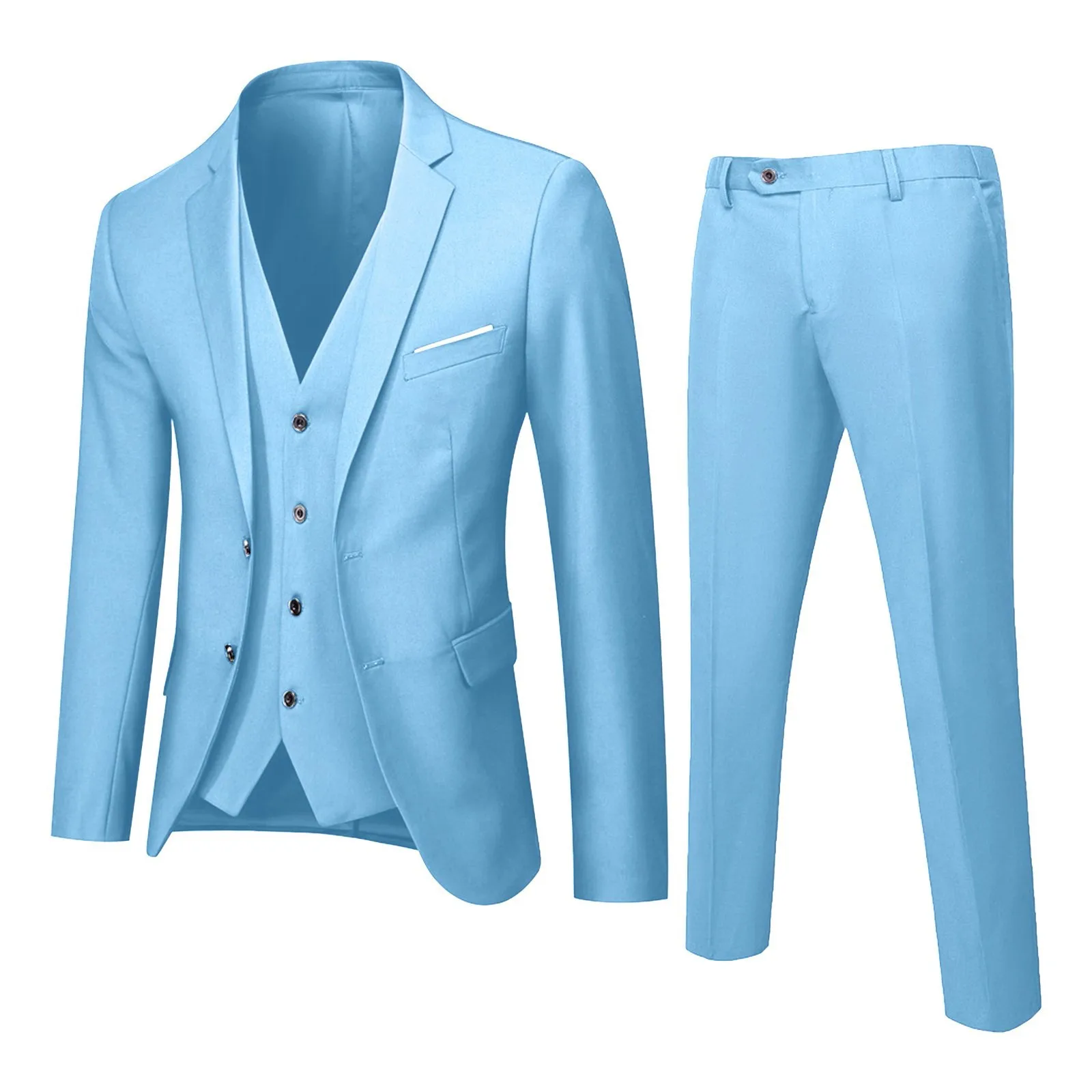 Men Blazers Sets Wedding Elegant Formal 3 Suits Full Business Korean 2024 Pants Blue Coats Jackets Jacket Trouser