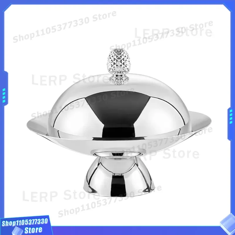 Luxury Stainless Steel Fruit Tray with Lid European Style Simple Design Decorative Serving Platter for Dining Table Creative