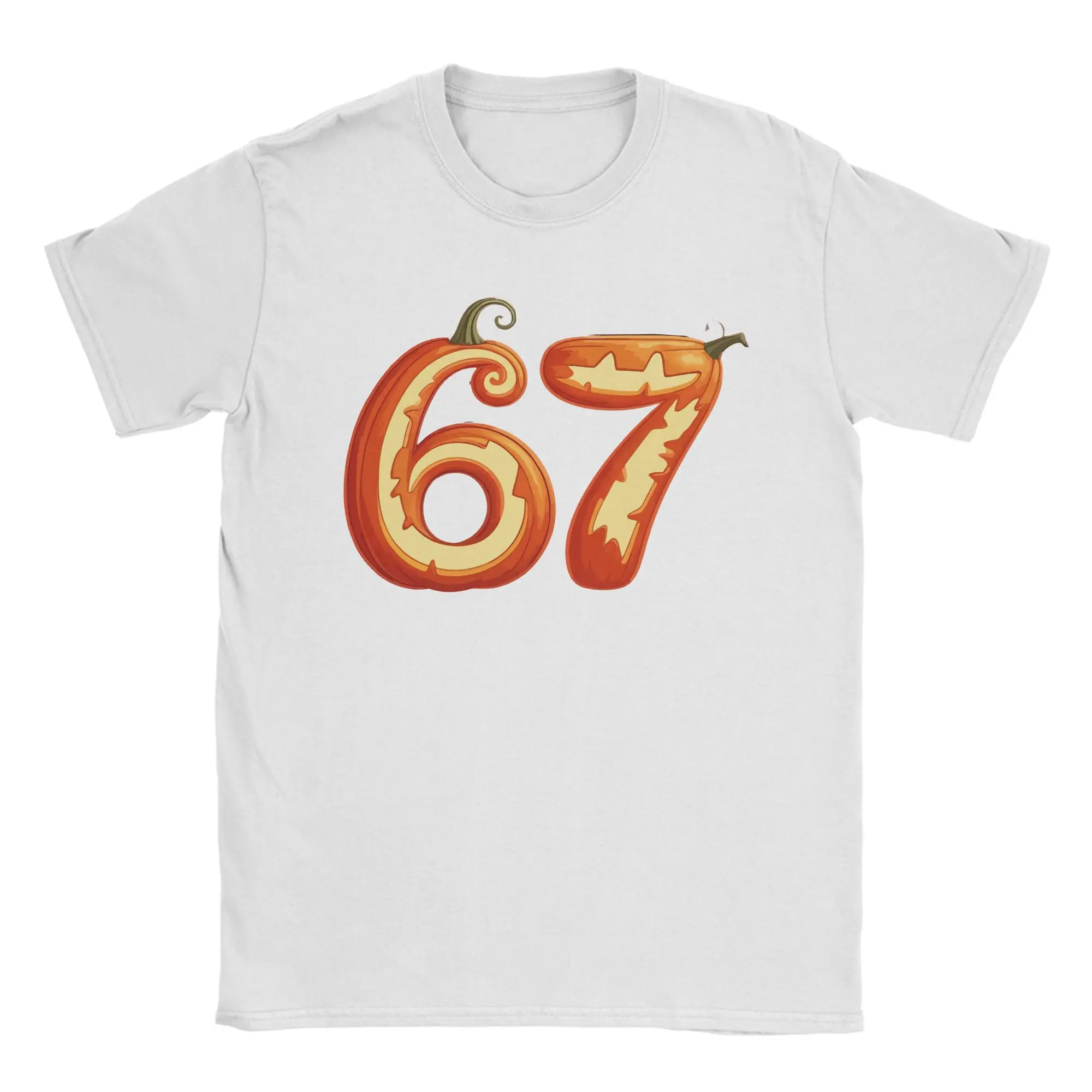 

67 PUMPKIN HALLOWEEN HAUNTED BY 67 T Shirt Men 100% Cotton Funny T-Shirts Round Neck Tees Short Sleeve Clothes Original