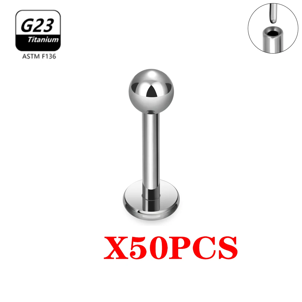 5/50 قطعة ASTM F136 ثقب Labret الشفاه الأنف وأقراط للنساء 20/18/16 جرام G23 التيتانيوم مجوهرات للجسم بالجملة