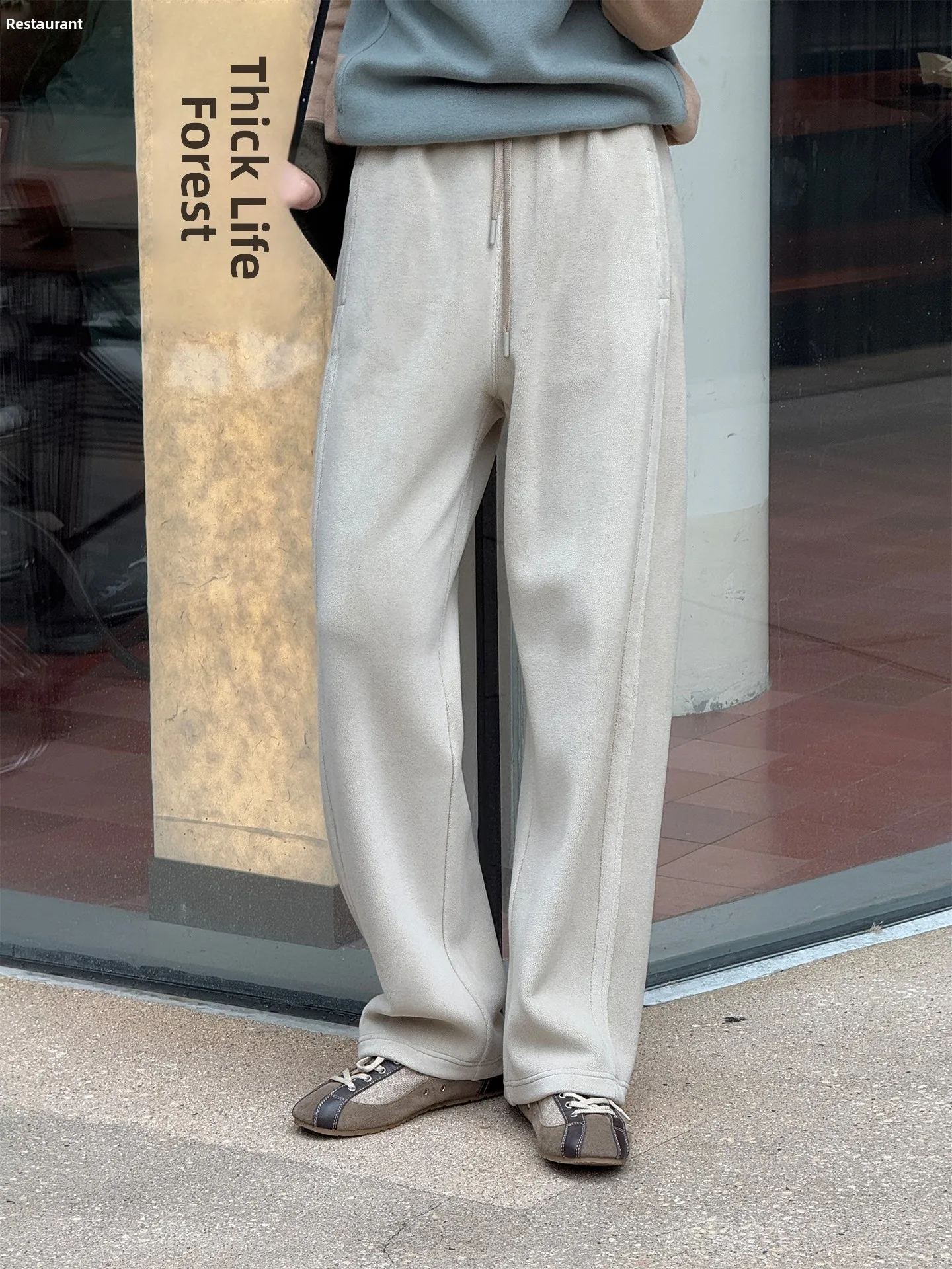 

Повседневные прямые брюки для женщин, утепленные, с эластичной талией, зимние, новые, универсальные, удобные, из полиэфирного волокна