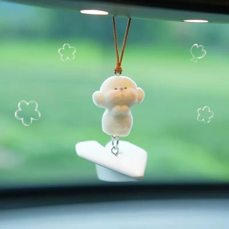 2025년 신상 귀여운 강아지와 슈퍼 귀여운 소녀 하트 자동차 액세서리 차량 후방 거울 장식