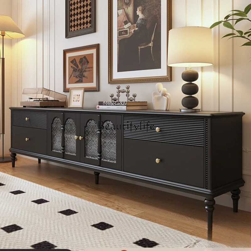 

French Retro TV Cabinet Living Room Home Solid Wood Vintage Style Tall Floor Cabinet