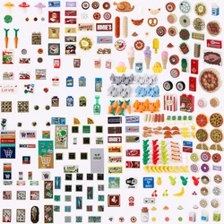 MOC City Street Figures Food Printed Tile Building Blocks Shop Seafood Fruit Vegetable Ice Cream Pizza Chocolate Bricks Kids Toy