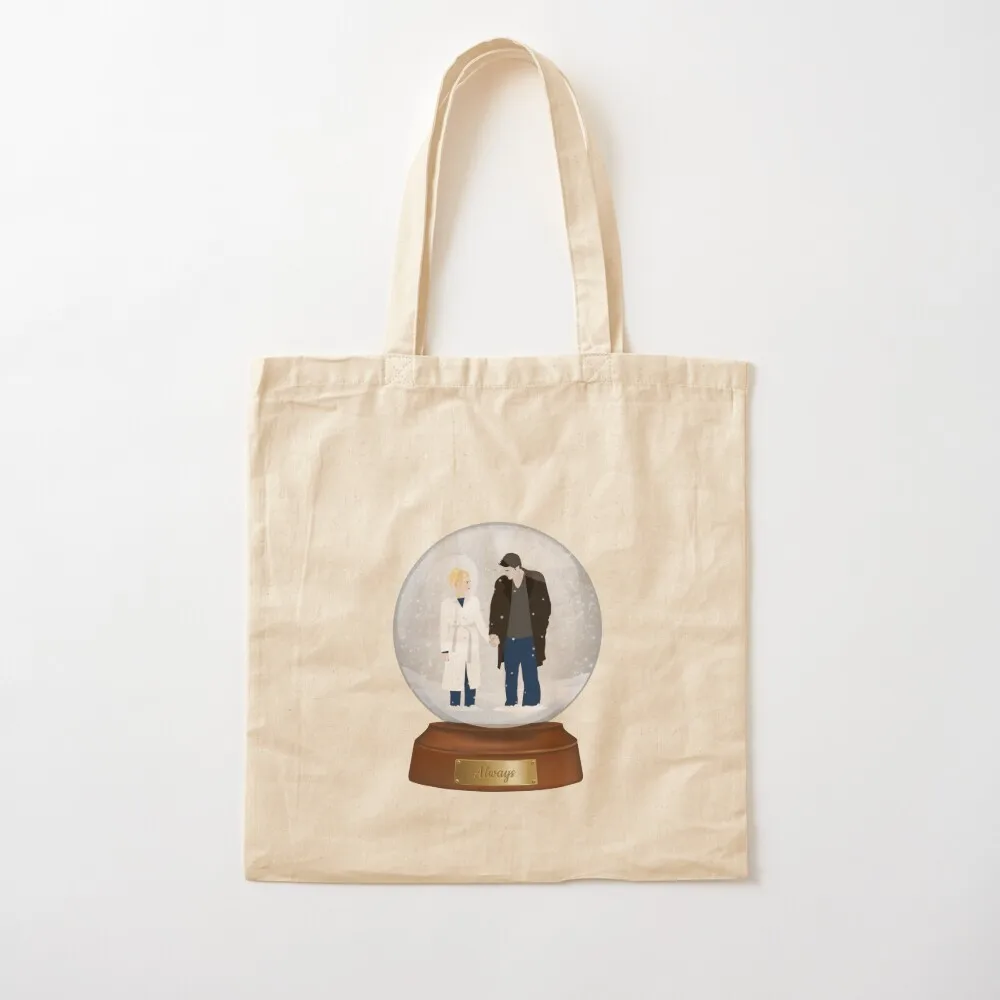 Buffy and Angel from Amends in a Christmas snow globe Tote Bag large size bags tote bag women canvas tote custom bags