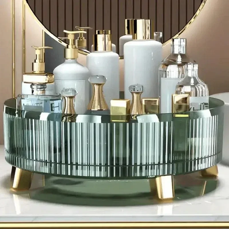 

Вращающийся на 360° органайзер для макияжа, шкаф для хранения, круглый органайзер для духов большой емкости для духов, лосьона и средств по уходу за кожей