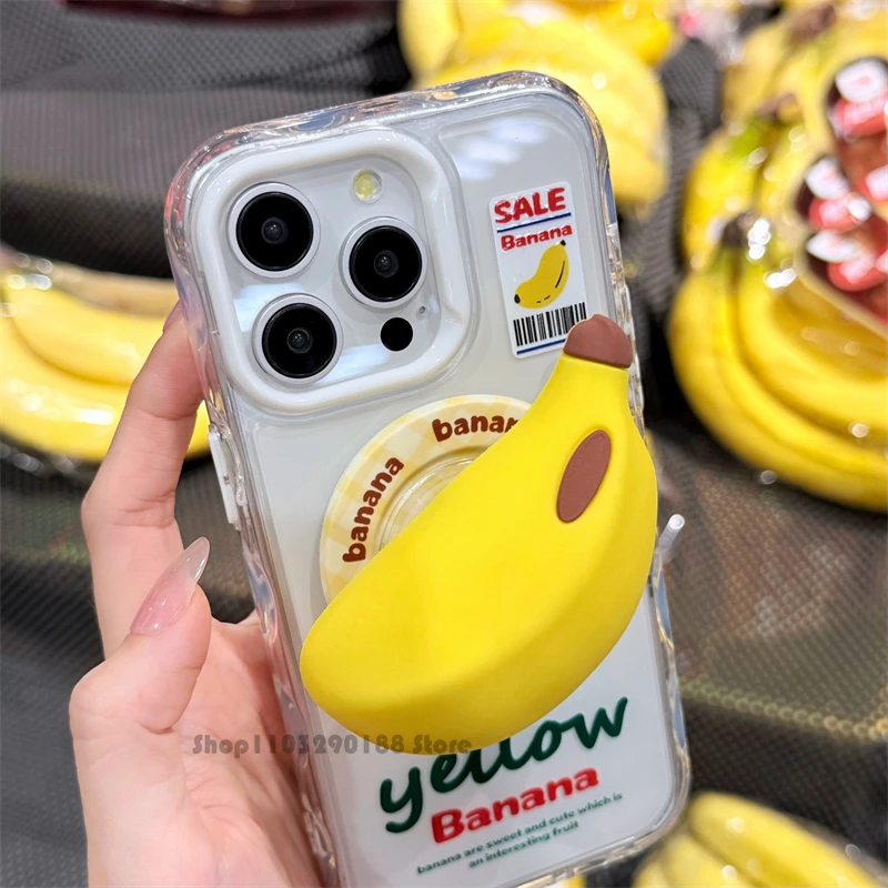 

Милый 3D магнитный держатель Banana Magsafe, ручка Tok Griptok, подставка для телефона, поддержка IPhone 17 16, кронштейн Promax Smart Tok