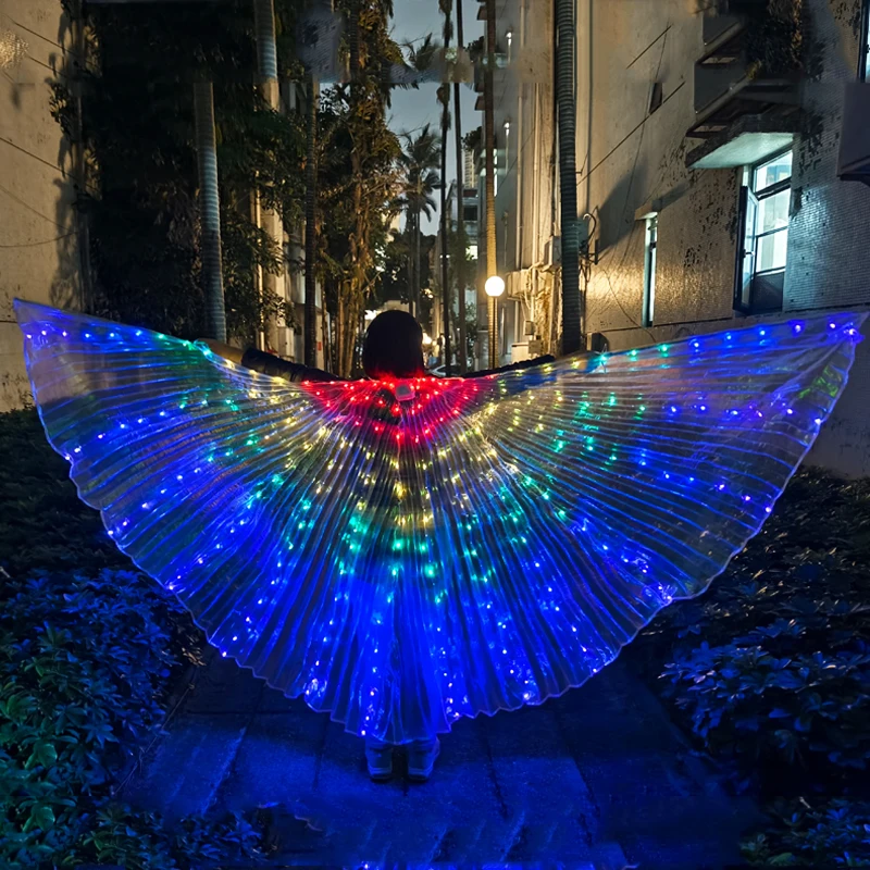 LED leuchtender bunter Umhang für Erwachsene und Kinder, tanzen leuchtender Schmetterlingsflügel, Bühnenaufführung, Bauch, Glühen, Party, Foto-Requisite – Detail 18