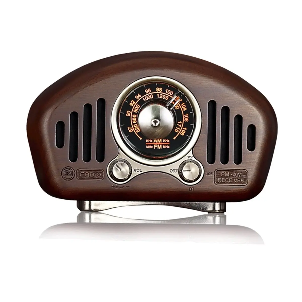 Y509A*☀▃Retro Bluetooth 5.1 Speaker AM FM Classic Style Radio Strong Enhancement Volume TF Card & MP3 Player B