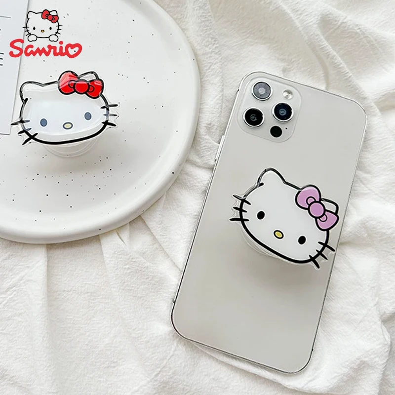Anime Hello Kitty Phone Socket Holder KT Cat Kawaii Finger Grip Bracket Finger Grip Bracket Desktop Holder Back Sticker Gifts view 3